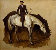 Filippo Palizzi Cavallo bianco da caccia e cavaliere oil painting artist